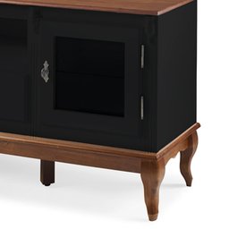 Rack para Tv com Pés Luis Xv 2 Gavetas 2 Portas e Nicho 60503 Linz Móveis - Preto/imbuia Glazer - 3