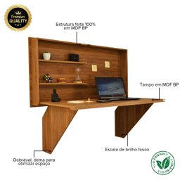 Mesa Home Office Escrivaninha Retrátil Noronha - 3 Mesa Home Office Escrivaninha Retrátil Noronha - 3