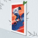 Ver imagem 1 de Quadro Decorativo Skatista + Vidro 33x25 Escritório Sala:branco