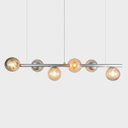 Ver imagem 3 de Lustre Pendente Figo Prata - 6 Globos Esfera de Vidro Âmbar- 6-2620-15-am