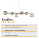 Ver imagem 7 de Lustre Pendente Figo Prata - 6 Globos Esfera de Vidro Âmbar- 6-2620-15-am