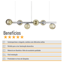 Ver imagem 7 de Lustre Pendente Figo Prata - 6 Globos Esfera de Vidro Âmbar- 6-2620-15-am