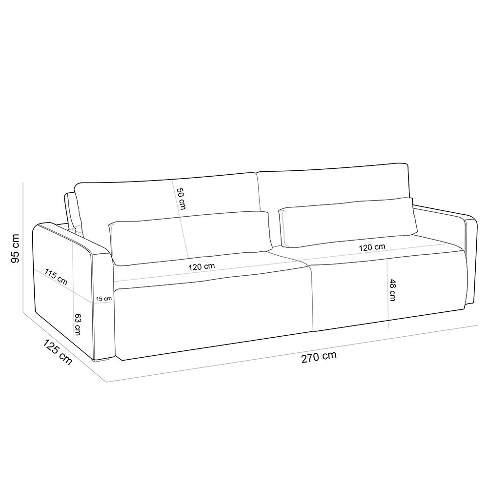 Sofá Retrátil Reclinável para Sala de Estar Living 270cm Sevilha F04 Veludo Bege - Lyam Decor - 5