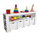 Ver imagem 1 de Organizador com Baús Porta Livros e Carrinhos Ajax 100% Mdf Mesa Carvalho e Baús Cinza