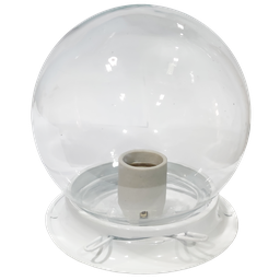 Plafon Colonial Chapa Branco Globo Transparente Retrô - 1