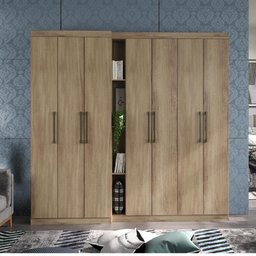 Guarda Roupa Casal 7 Portas 2 Gavetas Nellim 1126 Carraro - Noce - 1