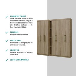 Guarda Roupa Casal 7 Portas 2 Gavetas Nellim 1126 Carraro - Noce - 4