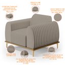 Ver imagem 3 de Kit Sofá 3 Lugares Sala Estar 180cm com Poltrona Molino Pés D'ouro D02 Linho Bege C-107 - Lyam