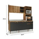 Ver imagem 3 de Cozinha Compacta 185cm com 6 Portas e 1 Gaveta Mira Marrom Nogal/Grafite