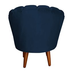 Poltrona Petala Elegancia Decorativa Com Pés De Madeira  Marinho - 2
