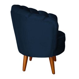 Poltrona Petala Elegancia Decorativa Com Pés De Madeira  Marinho - 4
