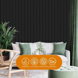 Painel Ripado Prime Madeira Pvc Preto Fosco 2,9m X 16cm - 4
