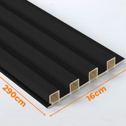 Painel Ripado Prime Madeira Pvc Preto Fosco 2,9m X 16cm - 2