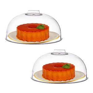 2 Tampa Acrílico Transparente Média para Bolos e Tortas 28cm