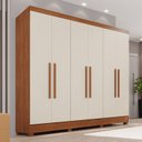 Ver imagem 1 de Guarda-Roupa Casal 6 Portas e 2 Gavetas Safira Marrom/Cinamomo/Off White Arenas