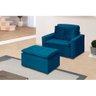 Poltrona do Papai Reclinável com Puff Filadélfia Veludo Azul Lux - Meu Estofado - 6