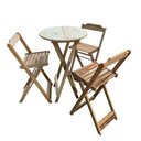 Ver imagem 6 de Kit 10 Jogos De Mesas Bistrô De Madeira Dobrável Com 3 Banquetas - Crua