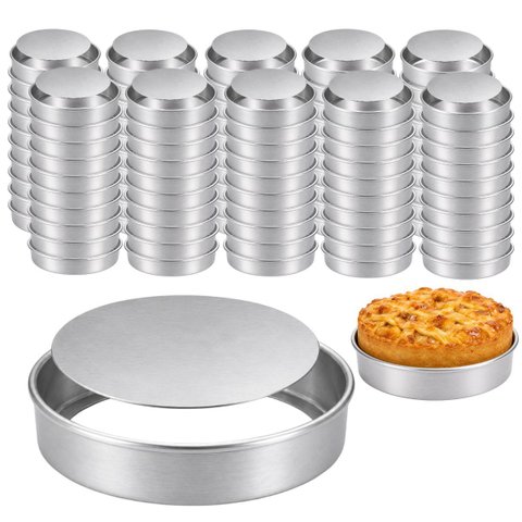 100 Formas para Assar Tortas 9,5x2,5cm Alumínio Fundo Removível