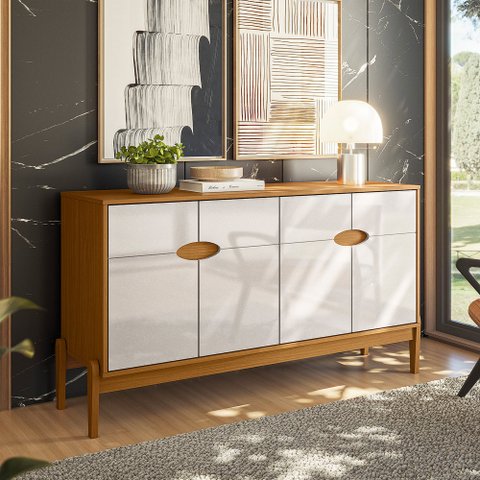 Buffet Aparador 4 Portas 140cm Intense com Pés de Madeira - Movelove