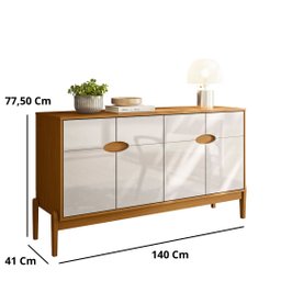 Buffet Aparador 4 Portas 140cm Intense com Pés de Madeira - Movelove - 4