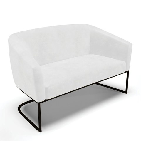 Sofá 2 Lugares Namoradeira Industrial Preto Stella Sintético Pu D03 - D’Rossi