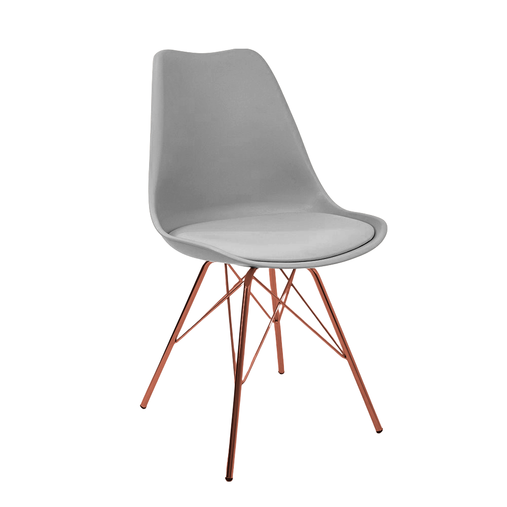 Kit 4 Cadeiras Eames Leda Design Estofada Cinza Tower Cobre - 2