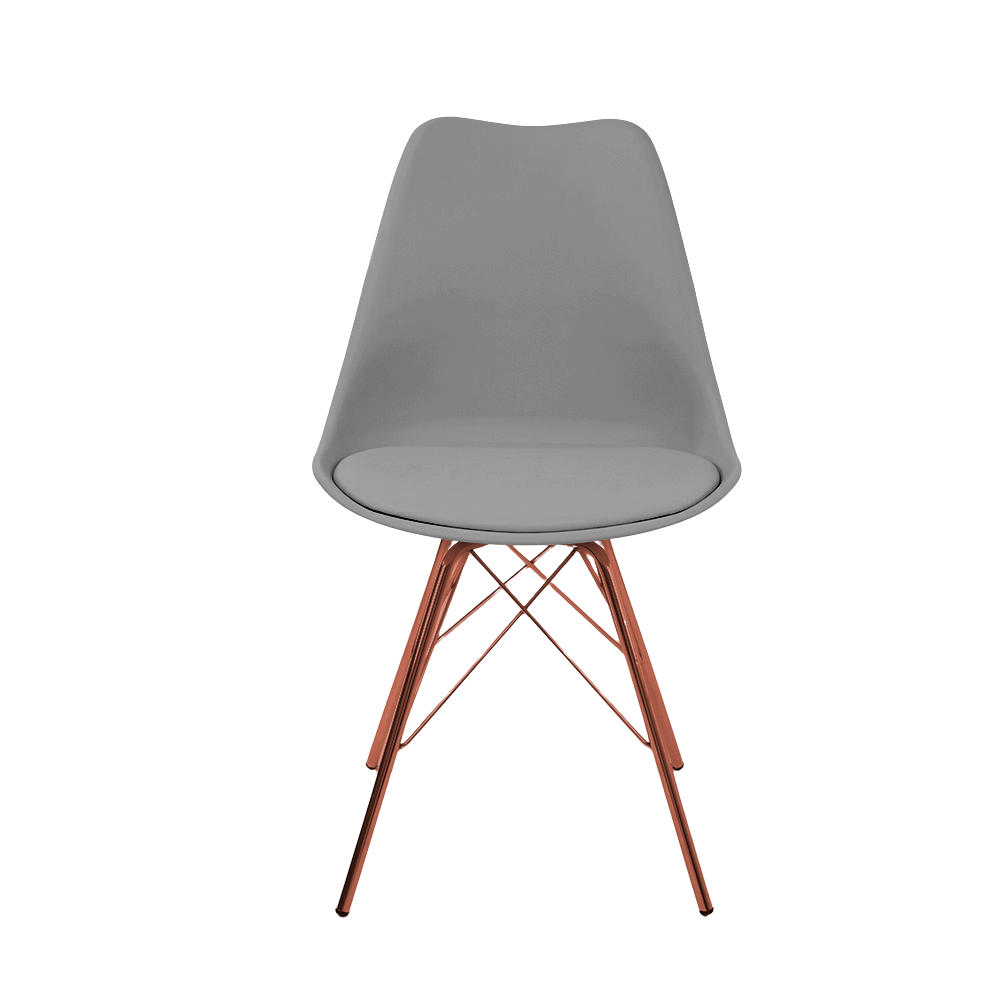 Kit 4 Cadeiras Eames Leda Design Estofada Cinza Tower Cobre - 3