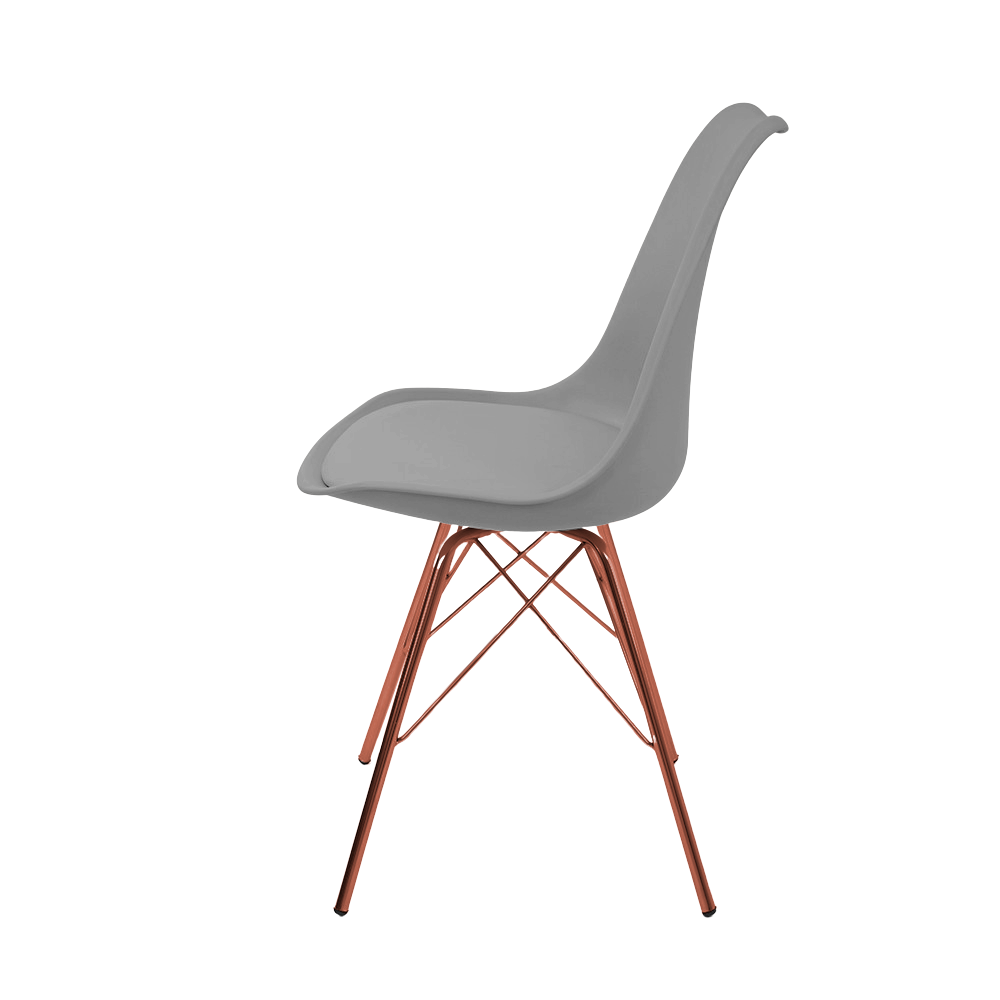 Kit 4 Cadeiras Eames Leda Design Estofada Cinza Tower Cobre - 5