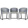 3 Cadeiras de Jantar Noronha Preta Corda Náutica E3 Trama Prata - 3