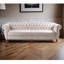 Ver imagem 1 de Sofá Nobreza 4 Lugares Clássico Chesterfield Bipartido Retrô - Suede Bege