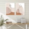 Kit 2 Quadros Nús Artísticos Tons de Bege 45x34cm - com Vidro:madeira Preta - 1