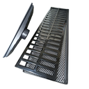 Ver imagem 1 de Ralo Linear 15x50 Alumínio Preto Com Cocho Coletor Saída 100mm e Tela Anti Insetos