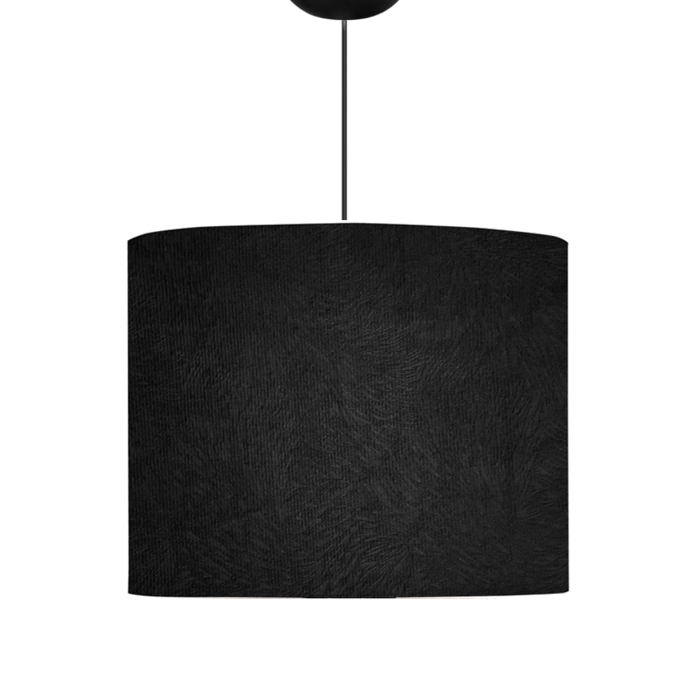 Lustre Pendentre de Linho Iluminação Sala Quarto Luxo:preto/fio Preto