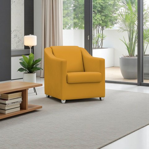 Poltrona Decorativa Mila Confortável para Sala Recepção Manicure Barbearia Consultório Pés Cromado