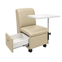 Ver imagem 4 de Ciranda Cadeira para Manicure com Mesa Regulável, Gaveta e Rodízios - Bege