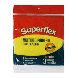 Pacote Pano Multiuso Limpeza Pesada Superflex - 34cm X 36cm - 03 Folhas - Amarelo