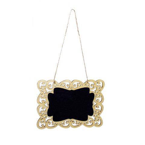 Placa Decorativa Lousa de Madeira Arabesco Flor P/ Pendurar 11x15x1 cm - D’Rossi
