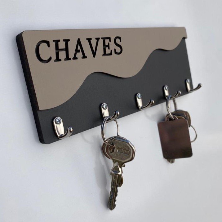 Suporte para Chaves em Mdf Organização para Casa Cinza - 1