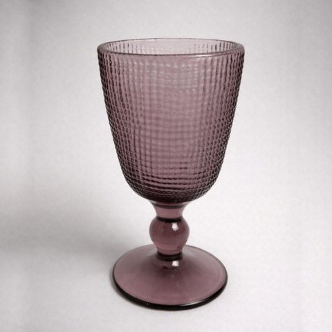 Conjunto de 6 Taças de Vidro com Relevo Rosa Fumê 380 Ml – com Pé