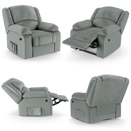 Poltrona do Papai Reclinável Sala de Cinema Madrid Power Elétrica USB PU Cinza G23 Gran Belo - 7