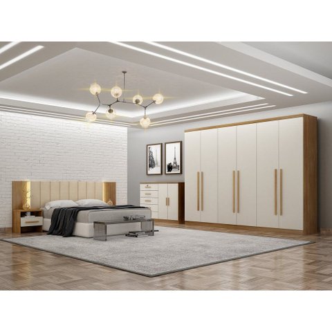 Guarda Roupa Casal Royal 6 Gavetas Novo Horizonte Cumaru/Fendi
