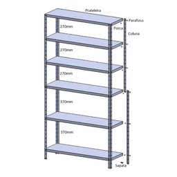 Estante de Aço 6 Prateleiras 40cm Cinza 30kg por prateleira - 7