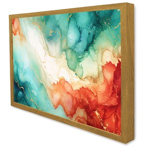 Quadro Decorativo Abstrato Marmore Luxo Extreme em Moldura Caixa Tacolado Moldura Caixa 3cm Freijó C