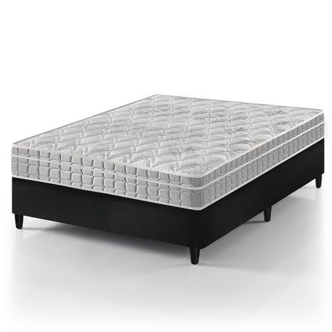 Cama Box Viúva Preto + Colchão Espuma D33 Zidi Hanover Orthopedic 128x188x61cm