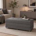 Ver imagem 3 de Puff Cama Dobravel 130cm Casal com Rodízios: Suede Cinza Chumbo