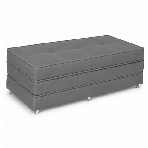 Puff Cama Dobravel 130cm Casal com Rodízios: Suede Cinza Chumbo