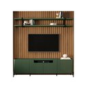 Ver imagem 2 de Rack Brise e Painel Ripado 240cm com Prateleira 100% Mdf Cor:louro e Musgo com Preto