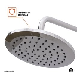 Ducha Chuveiro Redondo de Parede Macaé Pingoo.casa - Prata - 5