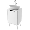 Ver imagem 1 de Gabinete para Banheiro 45 Cm Cuba Redonda 1 Porta Retrô Branco