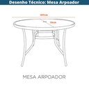 Ver imagem 2 de Mesa Redonda Arpoador Macaé Fratini 107 Cm (largura) Alumínio Fendi Tampo de Vidro com Furo